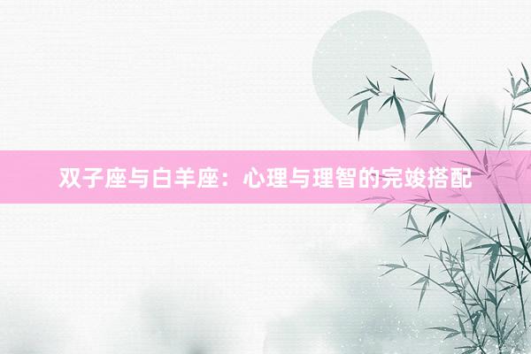 双子座与白羊座：心理与理智的完竣搭配